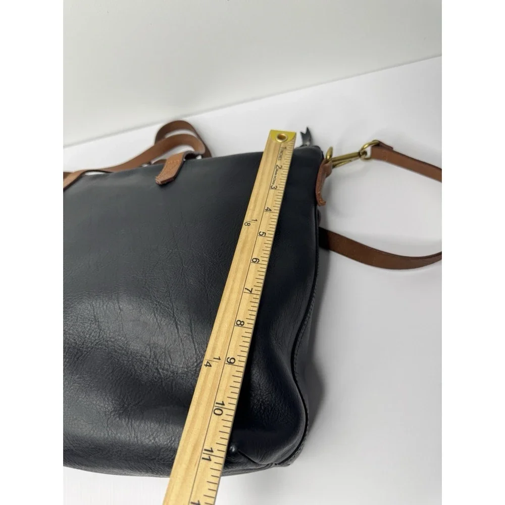 Madewell Black Thick Leather Zip Closure Double Handle Satchel Shoulder Bag‎